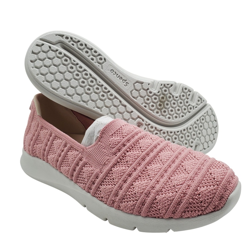 Spenco Orthotic Comfort SIZE 7 Women's Crochet Knit Slip On Walking Shoes Pink